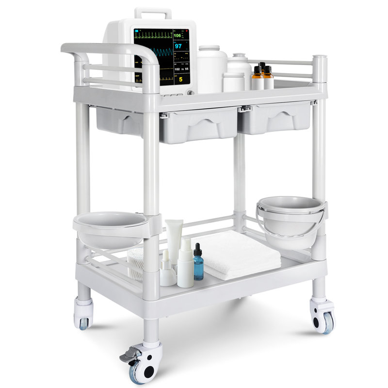 SouiWuzi Medical Trolley 2 Tier 330 Lbs Spacious Beauty Salon Rolling